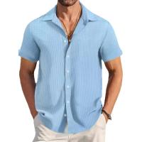 Blusa de manga corta para hombre, Camiseta de algodón tejido jacquard, verano y otoño, 3XL, 2XL - details 6