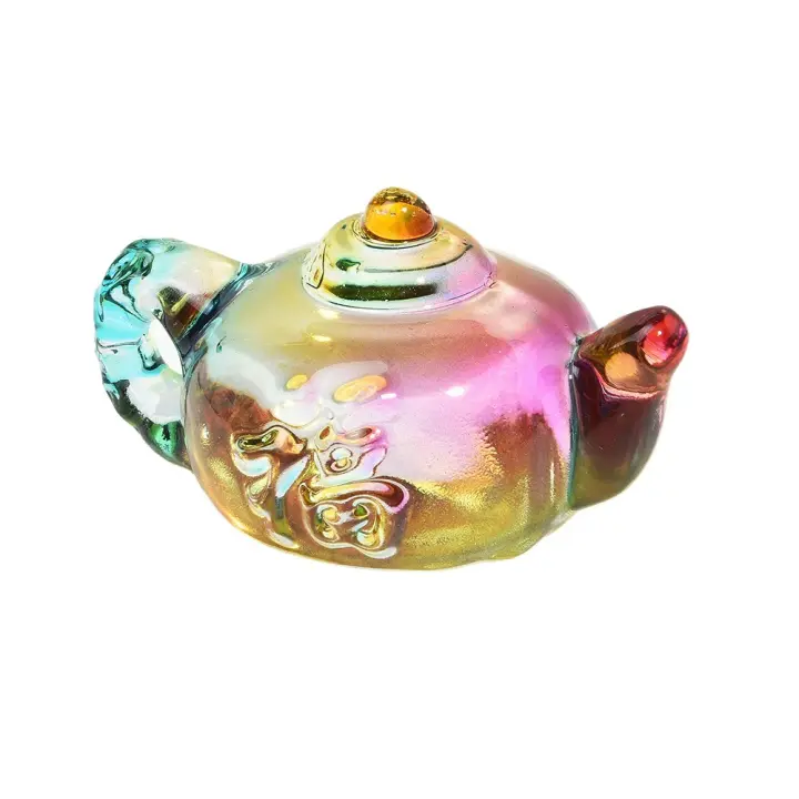 Tetera pequeña decorativa de colores, colección única, adorno de tetera de cristal, Mini tetera multicolor duradera, estatua de cristal - 1
