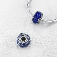 Cuentas de plata de ley 925 con diseño de galaxia, estrellas azules y en forma de corazón, compatibles con pulsera Original Pandora, cuentas, regalo de joyería para mujer - details 1