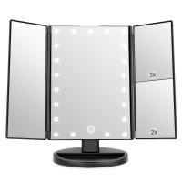 LZ1217 Espejo de Maquillaje, Espejo Tri-Fold con Aumento de 1x/2x/3x/10x, Pantalla Táctil Ajustable y 22 Luces LED, Espejo Iluminado para Tocador, Espejos Cosméticos de Encimera (Blanco) - details 14