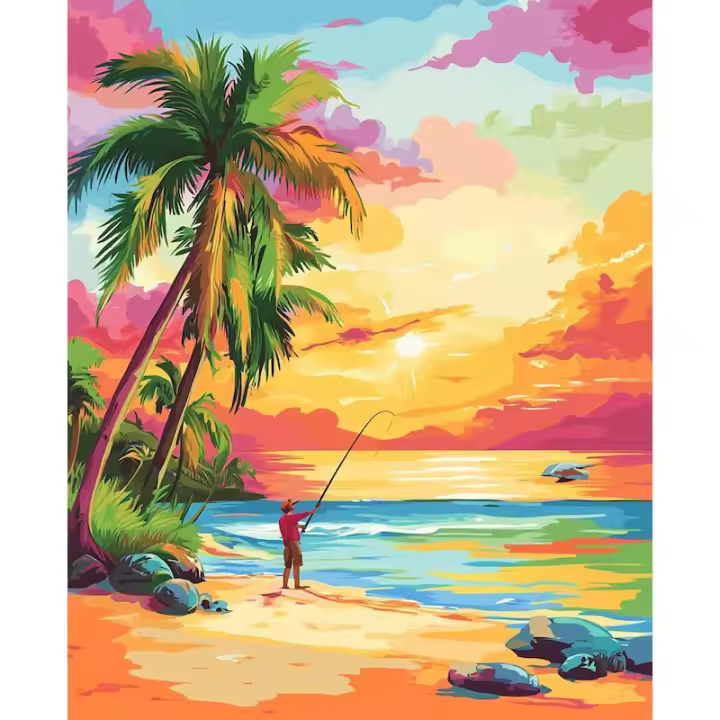 RUOPOTY-pintura por números Diy, cocoteros, dibujo por números, imagen de paisaje, decoración del hogar para adultos - 1
