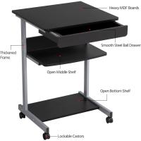Mesa Ordenadora con Ruedas Pequeña Escritorio para Juegos con Cajón Espacio Límite Negro 79,5x56x51cm - details 20