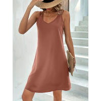 Vestido de verano nuevo, elegante, entallado, sin mangas y con cuello en V - details 13