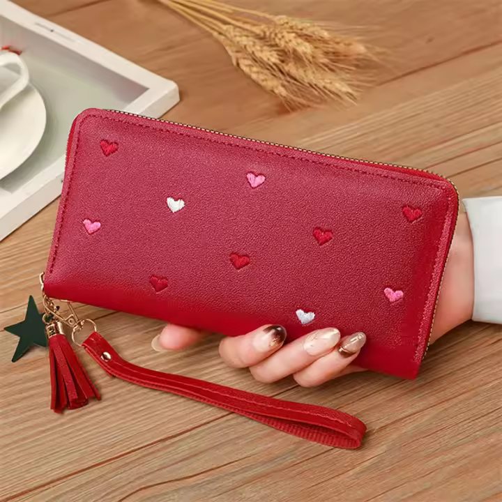 Carteras Grandes para Mujer Monedero de Lujo en Forma de Corazón de Amor - 1
