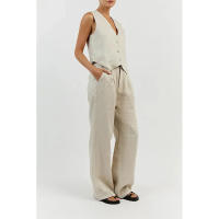 Conjunto Casual de Moda para Mujer verano 2025 Traje de Algodón y Cáñamo con Pantalones de Pierna Ancha Conjunto Vestido - details 2