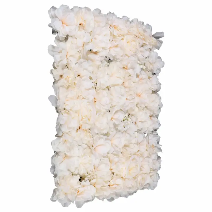 Paneles de flores artificiales para pared, decoración de fondo de boda, rosas champán, fiesta, 6 piezas, 40x60 Cm - 1