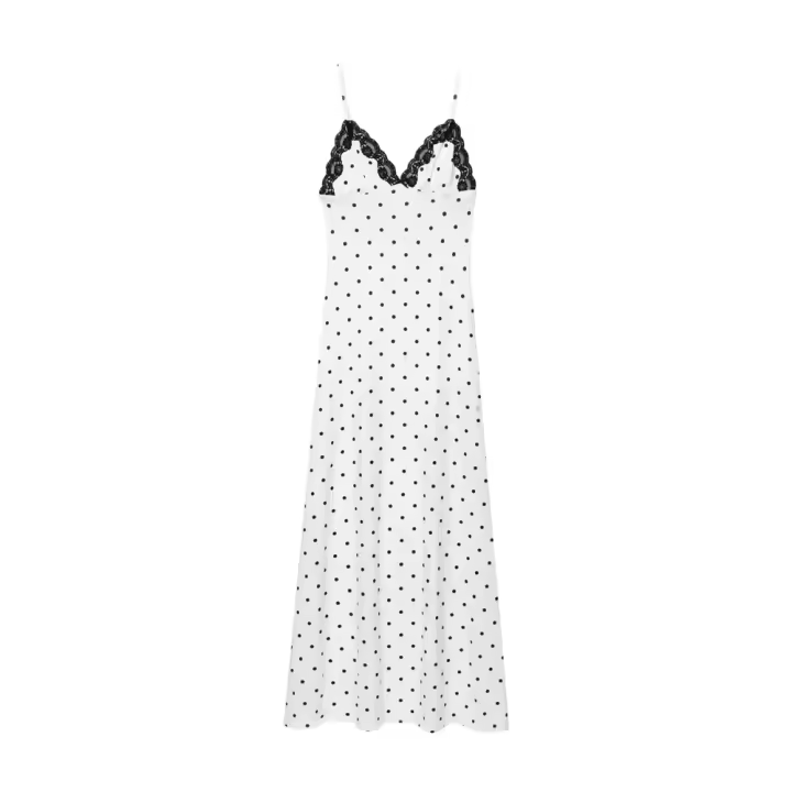 Vestido sin mangas con cuello en V y espalda descubierta con lunares franceses, nueva moda de verano 2025 para mujer. - 1