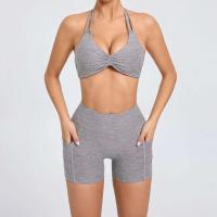 Traje de entrenamiento de gimnasia reforzado deportivo para mujer, ropa deportiva para mujer, traje de yoga rosa, verde y rojo 2024 - details 6