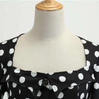 Mujeres Vintage verano 50s 60s Retro Pin Up Swing Rockabilly Vestidos elegante negro lunares vestido de fiesta de oficina - details 2
