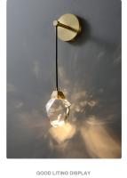 Lámpara LED de pared de cristal de un solo cabezal, sala de estar moderna, pared de fondo de TV, lámpara de mesita de noche, decoración creativa, todo de cobre - details 7