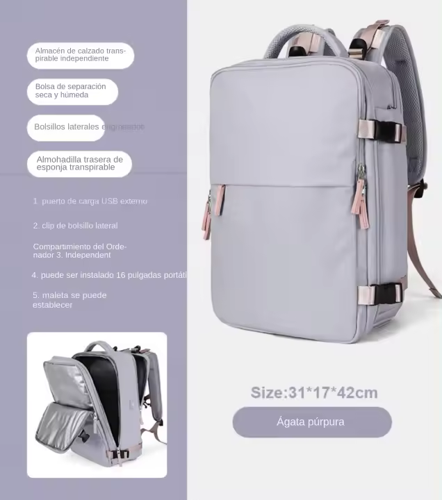 Mochila de viaje, mochila de equipaje multifuncional, ligera, grande y de gran capacidad. - 1