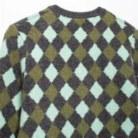 Otoño nuevo producto mujer Casual versátil patrón de diamante Jacquard manga larga cuello redondo tejido Cardigan abrigo - details 7