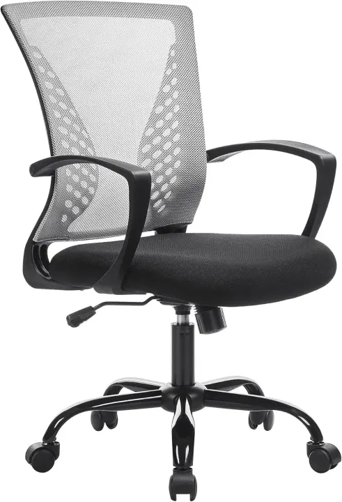 Silla Giratoria de Oficina, Estudio, Ergonómica, PU, ​​con Ruedas, Negro, 76x66x32 - 1