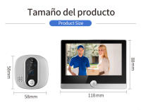 KAK Cámara de timbre Wifi de 4,3 pulgadas, mirilla de visor de puerta con gran angular de 170 grados, detección de movimiento PIR, visión nocturna, compatible con aplicación Tuya - details 1