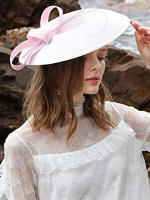 Sombrero de Fedora para Mujeres en Poliéster Negro y Blanco Estilo Vintage para Bodas y Iglesias Diseño Floral Tamaño Ajustable Largo de Verano - details 3