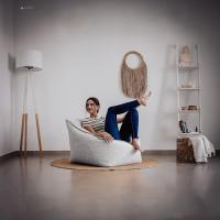 Reposapiés Salon de Lujo - [50x40x30 cm] Sofá Puf de Diseño con Relleno Incluido para Escritorio u Oficina - Taburete Bean Bag Silla Grande en Cuero Sintético Beige - details 12