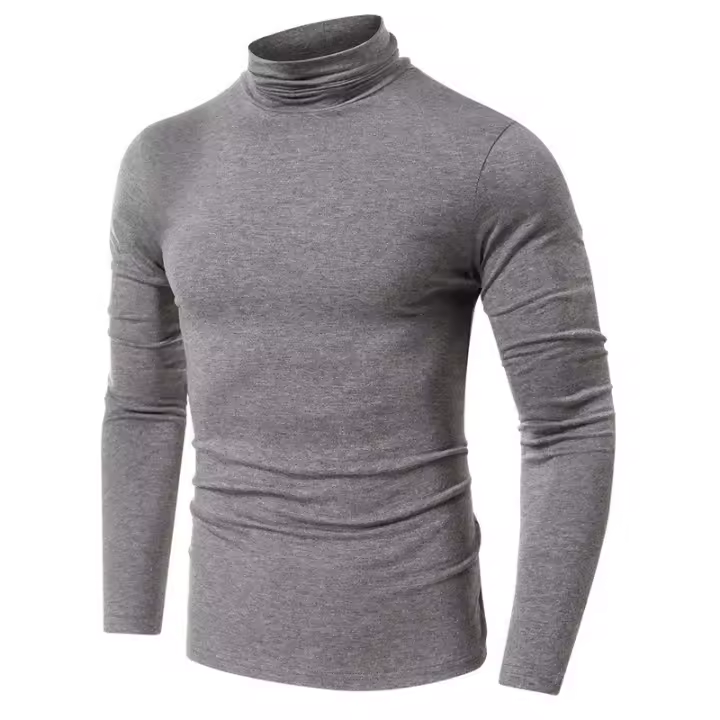 Camiseta deportiva de manga larga de otoño/invierno para hombre, camiseta interior con cuello alto - 1