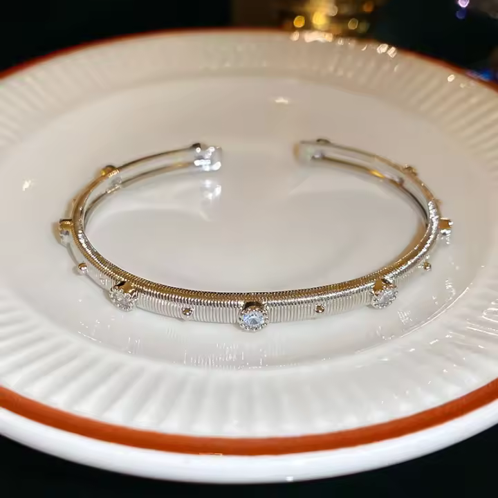 Nueva pulsera coreana exquisita geométrica con apertura Simple, pulsera de Metal elegante a la moda, joyería para mujer - 1