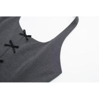 BUNO-Top con cuello Halter para mujer, camisetas sin mangas con espalda descubierta, camisetas sin mangas de satén Y2k con lazo, Top corto de playa para verano, moda informal en negro y blanco - details 10