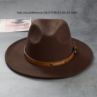 Classic British Style Fedoras Cap Simple Belt Decor Jazz Hats Solid Color Unisex Felt Hat For Women & Men - details 3