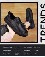 Zapatos de oficina de negocios con cordones cómodos de cuero formal de caña alta para hombre, redondos transpirables, uso diario - details 4