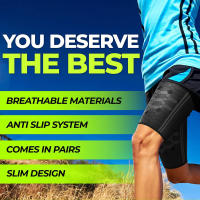 Mangas de compresión para el muslo para hombre y mujer, soporte elástico para la ingle dolorida, Reduce los calambres, deporte atlético, 1 piezas - details 0