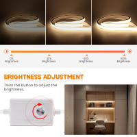Tira de luces LED COB regulable para exteriores, cinta de 288leds/M con enchufe europeo de 220V, RA90, de alto brillo, para iluminación de jardín, dormitorio y cocina - details 8