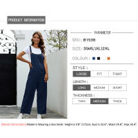 Ropa de mujer europea y americana Retro Casual pantalones de tirantes largos - details 0