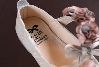 Zapatos de princesa de cristal para niña de cuero floral para niño, estilo coreano, zapatos de baile con lazo para fiesta y boda - details 12