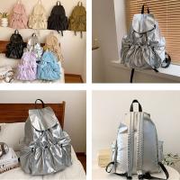 Linda mochila con cordón de estilo coreano, gran capacidad, diseño de nicho, bolsa de nailon suave y ligera, bolsa plegable para libros, bolso de hombro para exteriores - details 12
