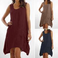 2024 Primavera Verano Vintage Color sólido algodón y en Vestidos para mujeres moda Casual vestido suelto sin mangas Vestidos de mujer - details 1