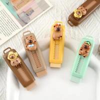 Lápiz de goma de borrar de dibujos animados Kawaii Capybara, 4 piezas, con forma de bolígrafo, papelería coreana, suministros escolares bonitos, regalo para niños - details 2