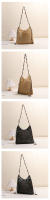 Bolso de paja cuadrado de un solo hombro con cuentas de madera, bolso cruzado de moda, bolso de paja tejido hueco, bolso de vacaciones para mujeres en la playa - details 0