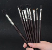 Juego de brochas de maquillaje profesional para ojos, juego de pinceles de maquillaje de ojos, sombra de ojos, función completa, detalle de arrugas, sombra de nariz, mosan, negro, 12 unidades - details 11