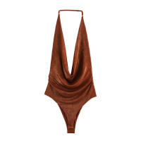 Moda Verano 2025 para Mujer OUWU Mono de Moda Adelgazante con Cuello de Metal Plano - details 1