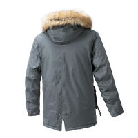 Chaqueta Parka de Vellón Cálido y Emparedada para Invierno Moda Casual con Cuello de Piel para Hombres - details 4