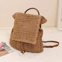 Mochila de paja para mujer, bolso de hombro hueco bohemio, bolsos de viaje tejidos de ganchillo para mujer, paquete de playa de punto - details 8