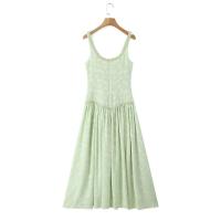 Nueva ropa de mujer europeo y americano diseño francés lado dividido delgado perla decorativa vestido largo - details 2