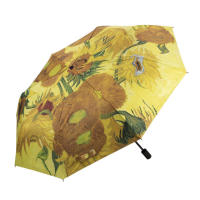 Paraguas automático con pintura al óleo de Van Gogh, accesorio pequeño de vinilo fresco, plegable, resistente al viento y al sol - details 9
