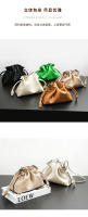 Bolso bandolera tipo cubo de cuero genuino de alta calidad con cordón ajustable y suave, hecho de cuero vacuno arrugado de nuevo estilo. - details 12