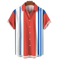Camisa de botones a rayas a la moda para hombre, ropa de calle informal de negocios de manga corta de gran tamaño de verano - details 9