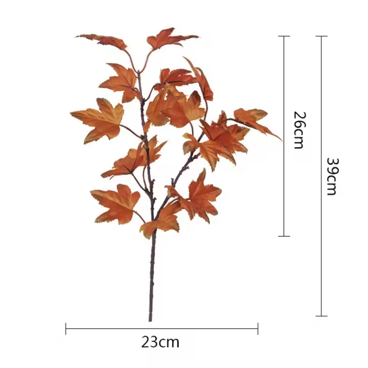 Rama de hoja de arce Artificial de otoño Retro, 2 tenedores, hoja de arce Artificial hecha a mano, 39cm, rama de hoja de arce falsa para boda - 1