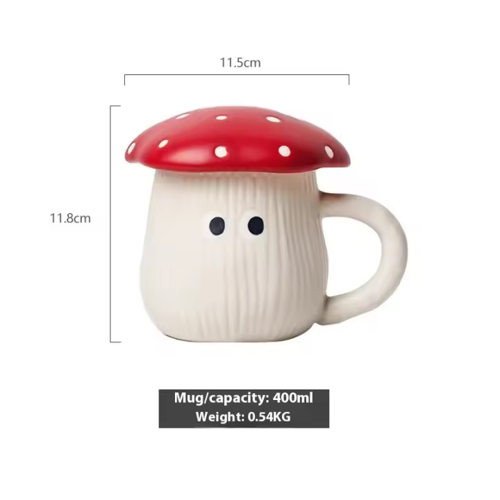 Juego de Vajilla de Cerámica de Hongo Rojo Taza de Café, Taza de Té de la Tarde, Plato de Arroz de Pastelería, Plato de Ensalada Artículos de Cocina y Comedor - 1