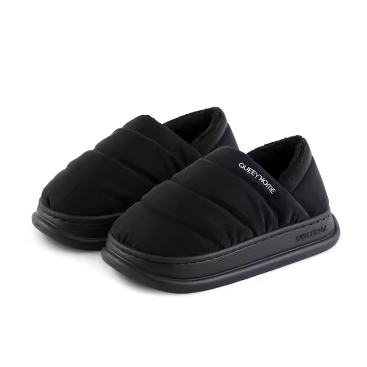 Zapatillas de invierno para mujer, Interior de felpa, suela antideslizante, parte inferior gruesa, zapato impermeable, parte superior cerrada, zapatilla cálida para hombre - 1