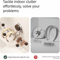 Estante de almacenamiento con ventosa para diadema, ganchos traseros para puerta con soporte de carga fuerte montado en la pared, colgador de esquina de acero inoxidable para ahorro de espacio - details 3