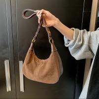 1 bolso retro de ante para mujer, bolso de hombro y axila de gran capacidad con cierre de cremallera, tela forrada de poliéster, tema de ocasión versátil, disponible en negro, burdeos, caqui, café - details 7