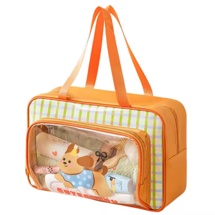 Bolsa de Fitness transparente de gran capacidad, bolsa de almacenamiento de natación con dibujos animados de separación en seco y húmedo, bolsa de lavado transparente portátil para almacenamiento de zapatos - 1