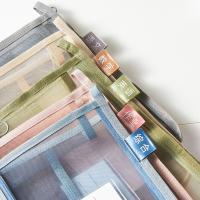 Bolsa de almacenamiento de papel de prueba A4, bolsa de archivos Visible de malla gruesa en forma de L, bolsa de carpeta de archivos con cremallera de partición de tres capas para estudiantes - details 2
