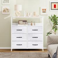 Cómoda con 6 cajones de tela, cómoda de dormitorio blanca, mueble de almacenamiento, muebles de dormitorio, cómoda para cocina, oficina, pasillo, mueble de TV con cajones - details 36