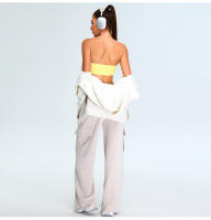 Otoño Invierno nuevo Yoga mujeres elástico de cintura alta pierna recta deportes Casual acampanado Cargo Fitness pantalones largos - details 29
